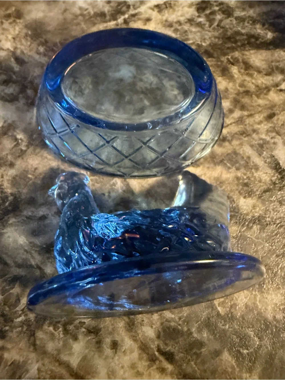 Cobalt Blue Glass. Mini  import hen on nest